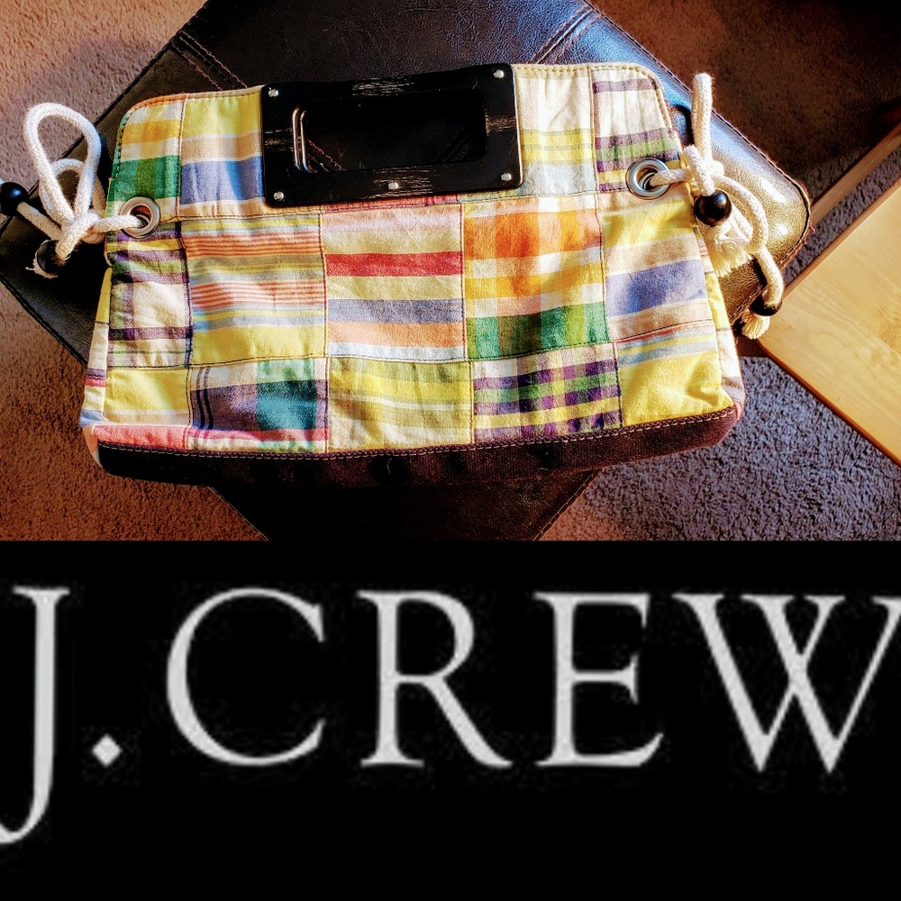 J. Crew Madras Plaid Clutch